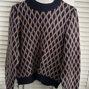 Urban Outfitters Navy and Pink Patterned Sweater